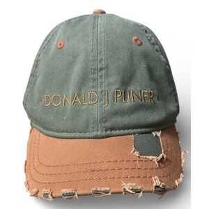 Donald J Pliner Strapback Adjustable Hat Cap Adult Green Brown Distressed